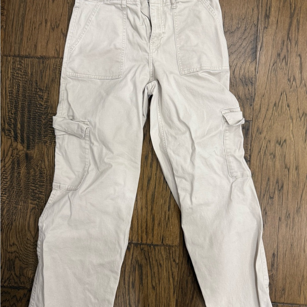 Abercrombie Kids Cream Cargo Pants Relaxed Fit
